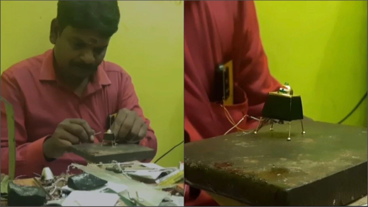 শিল্পীর তাক লাগানো সোনার চন্দ্রযান।
