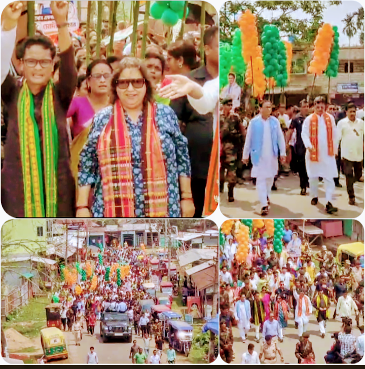 বিজেপি প্রার্থীর সমর্থনে খোয়াইতে মুখ্যমন্ত্রীর পদযাত্রা!!