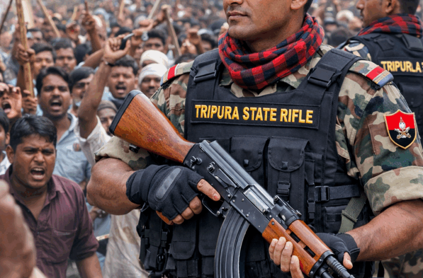  ওপারে উস্কানিতে অশান্তির শঙ্কা বহিঃরাজ্য থেকে টিএসআর ফেরানোর দাবি!!